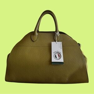 Anna Paola Olive Green Leather Handbag